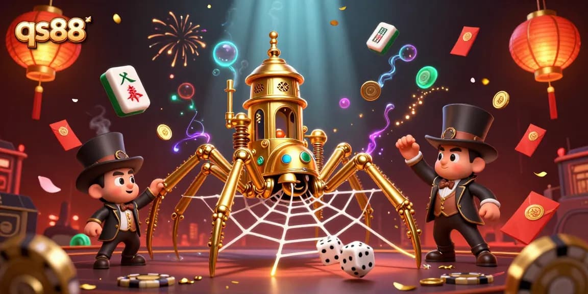 Engage with thrilling qs88 gaming elements depicted in a vibrant 3D digital illustration.