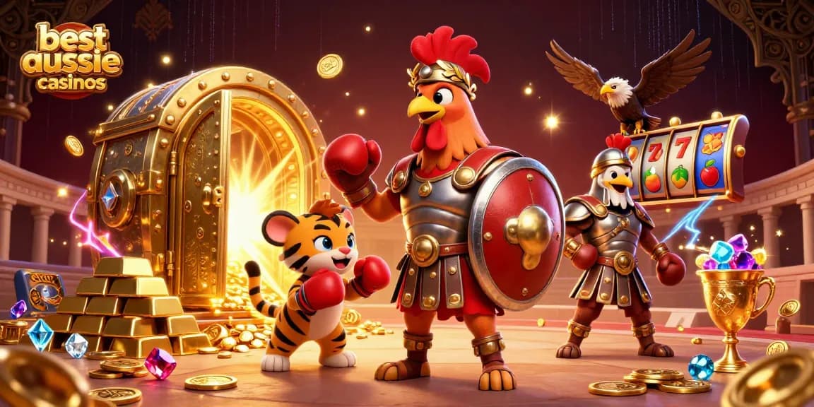Experience the excitement at the best aussie online casinos through this vibrant casino illustration.