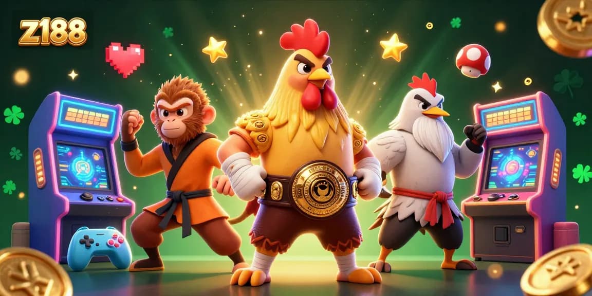 Experience z188 in a vibrant casino world with dynamic characters and arcade elements.
