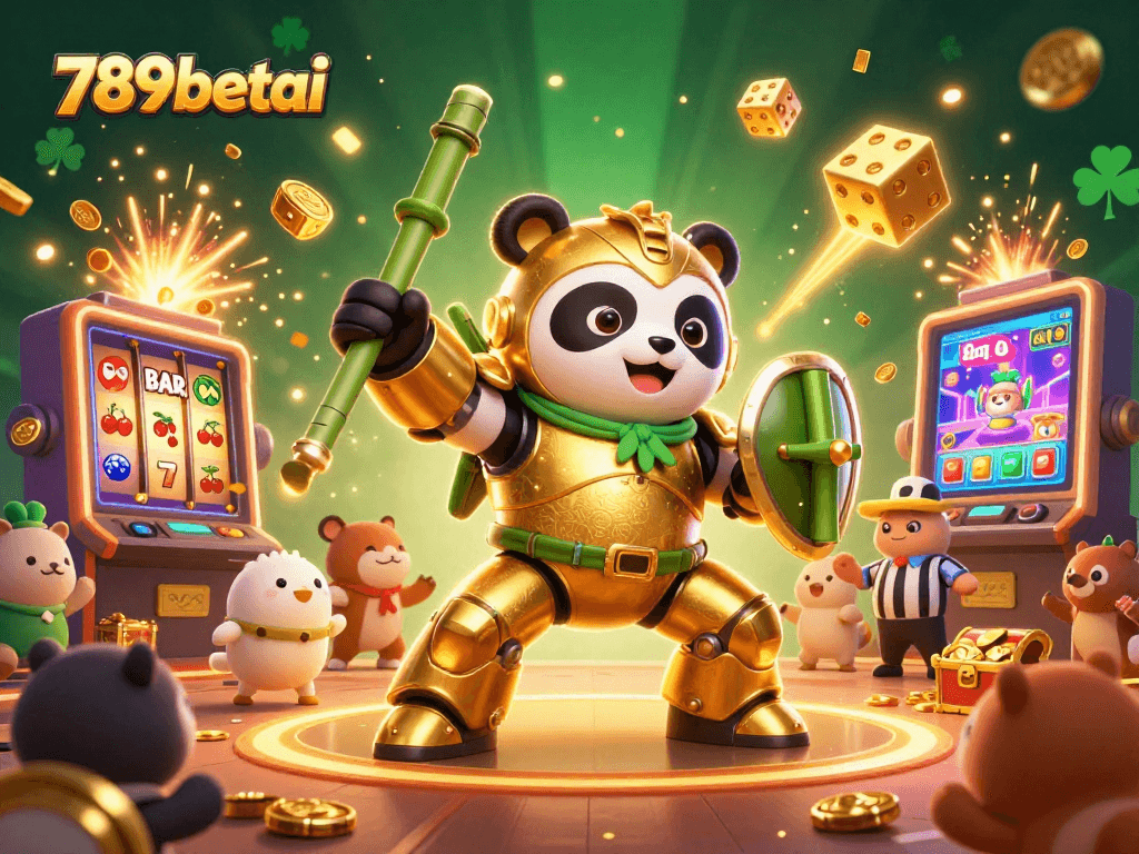 Engage with thrilling gameplay at 789betai featuring a golden panda in a vibrant casino arena.