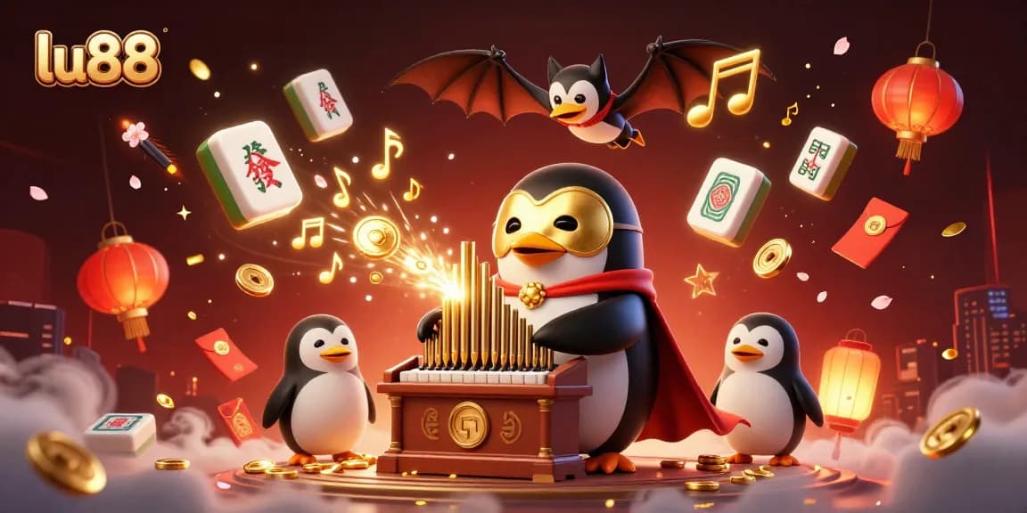 Engage in high-stakes gaming action with lu88, featuring a whimsical casino scene bursting with excitement.