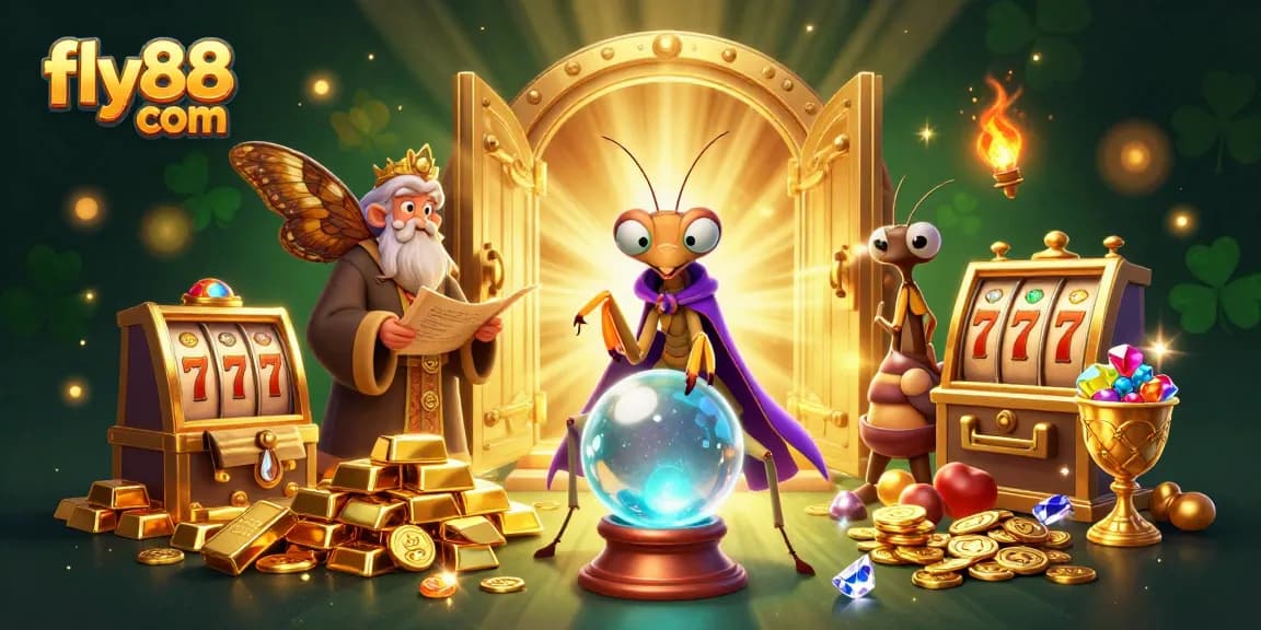 Experience the thrill of win with fly88 com's slot games in an enchanting digital scene.