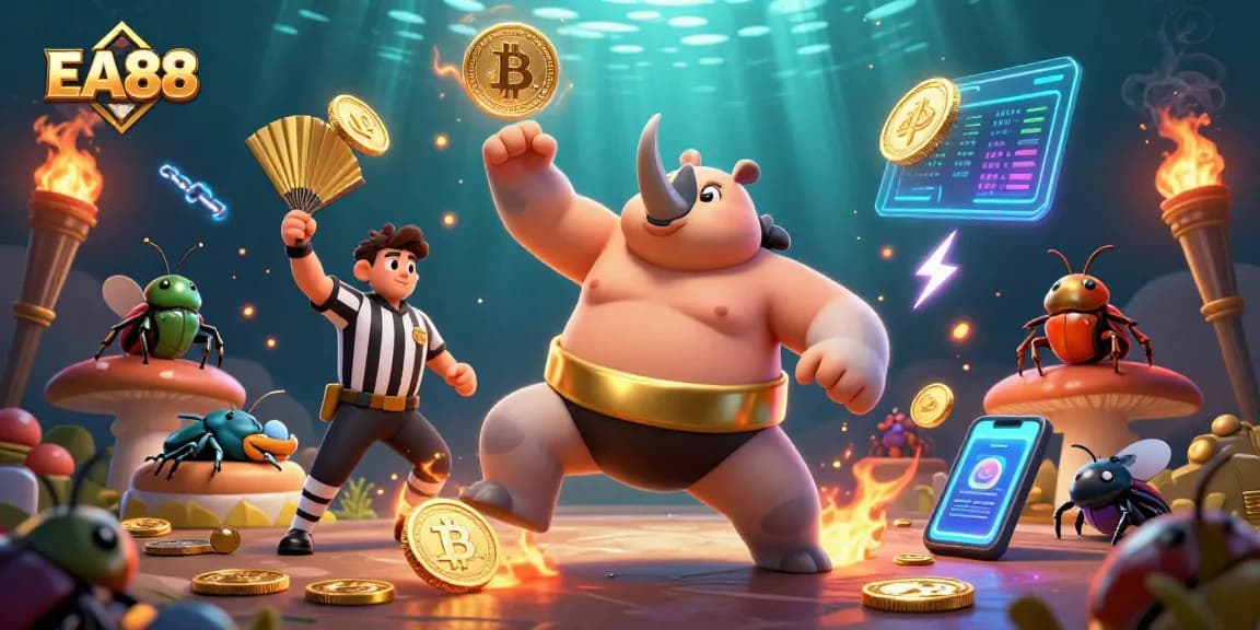 Experience EA88 gaming excitement with a dynamic scene of characters and vibrant symbols.