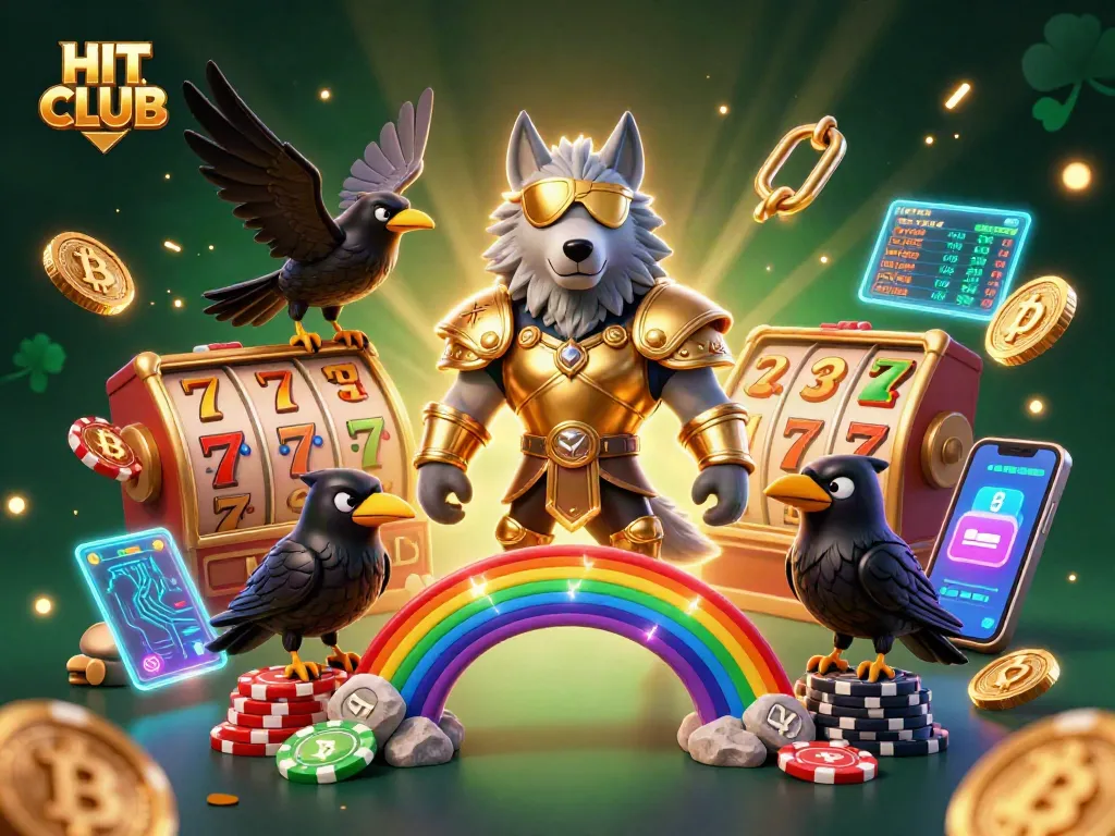 Engage with HIT CLUB's vibrant casino scene featuring mythological characters and gaming excitement.