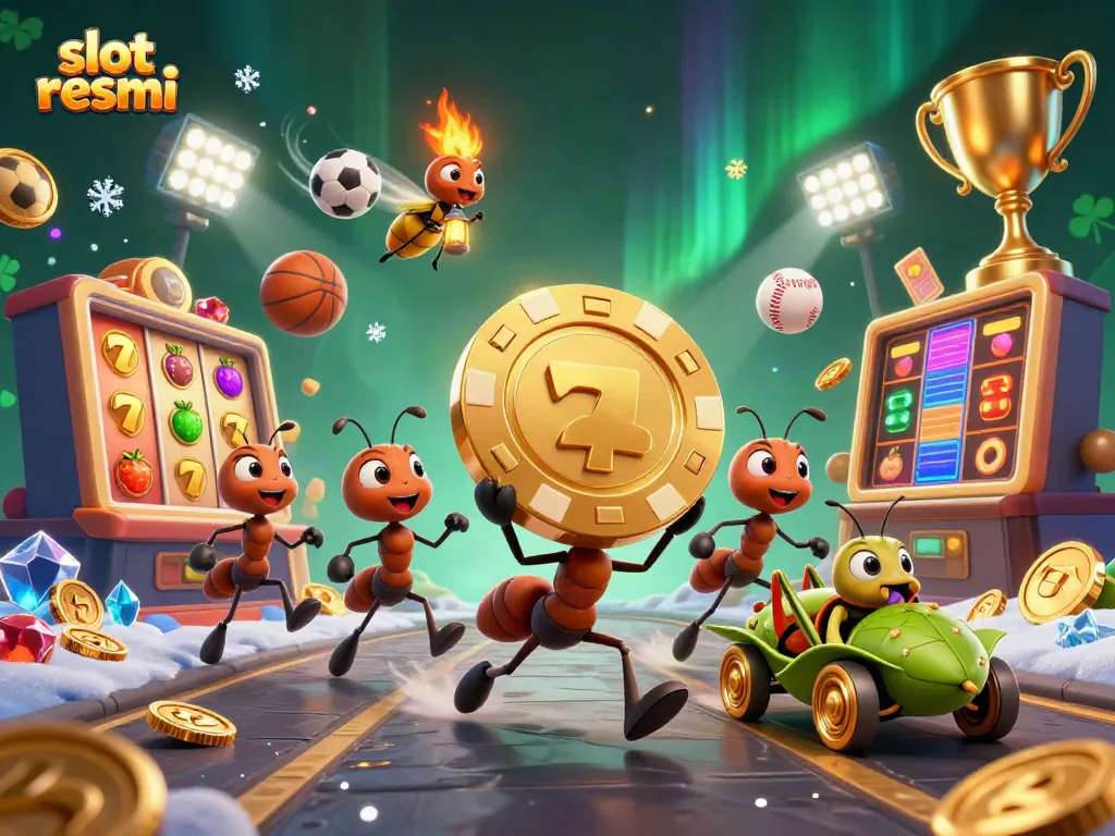 Engage with slot resmi gaming visuals featuring vibrant ant characters on a thrilling heist.