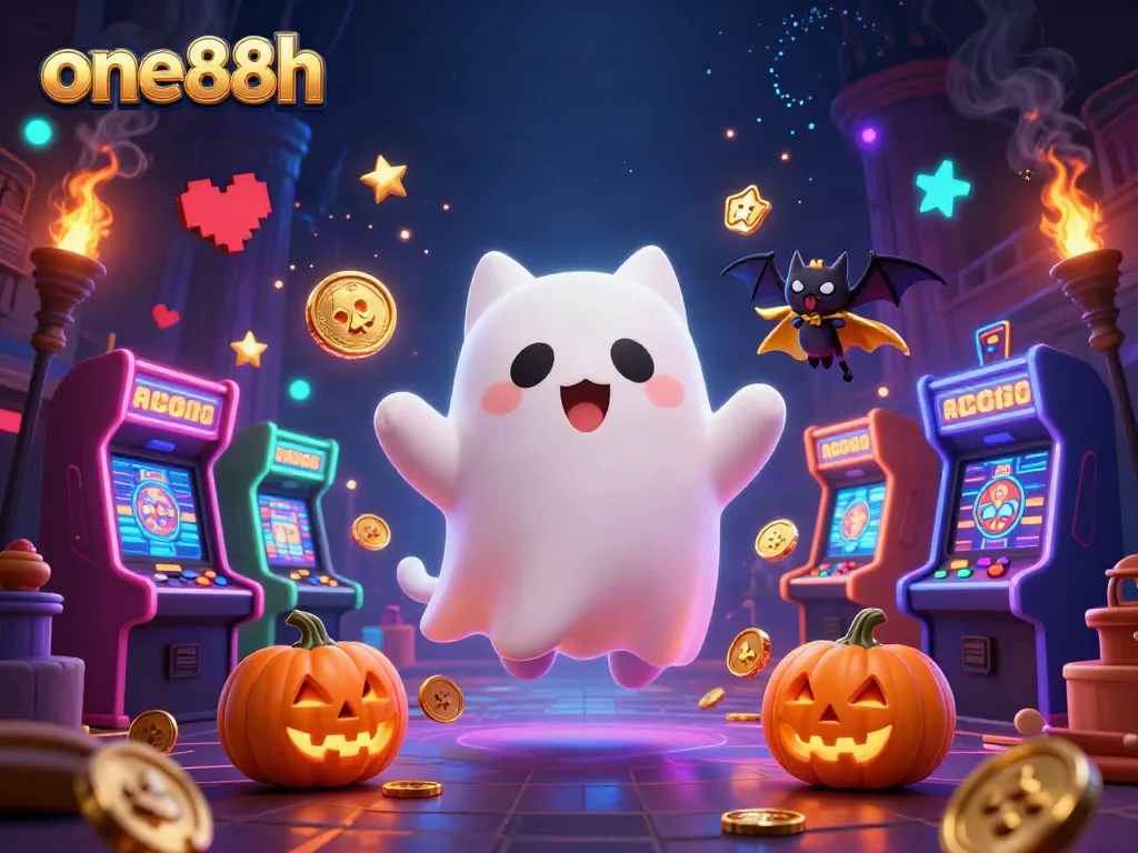 Engage with one88h's vibrant casino experience, featuring a friendly ghost and games.