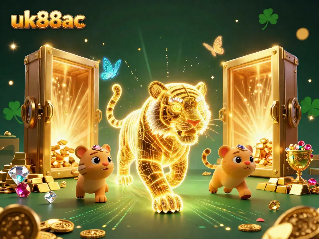 Experience thrilling gaming adventures with uk88ac's captivating casino scene featuring a golden tiger.