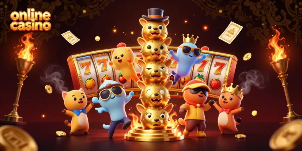 Experience the thrill of an online casino with vibrant 3D illustrations of vibrant gaming elements.