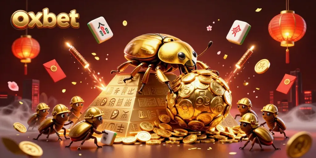 Join the excitement at Oxbet with golden coins rolling in a vibrant casino atmosphere.