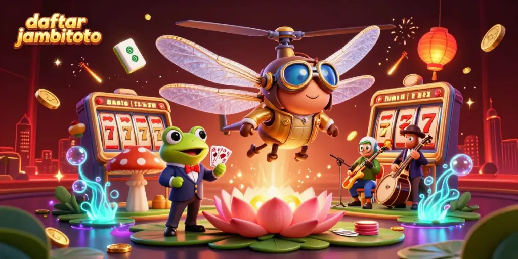 Experience the vibrant world of daftar jambitoto with characters in an engaging casino scene.