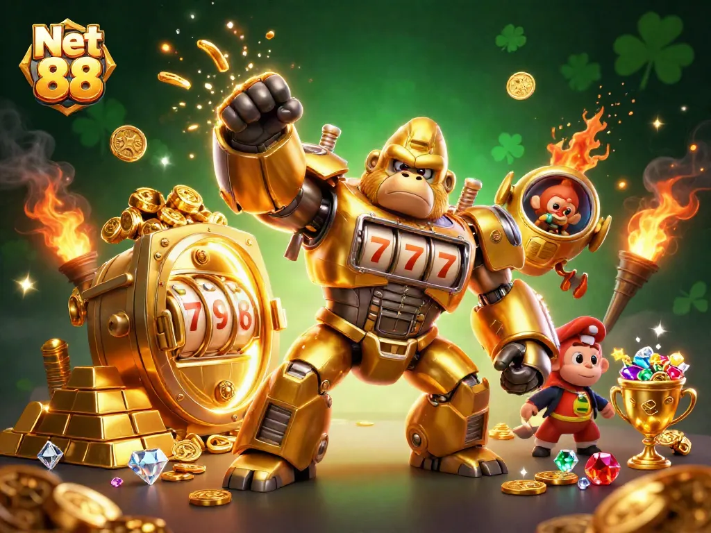 Experience thrilling wins with Net 88's dynamic casino elements and golden treasures.