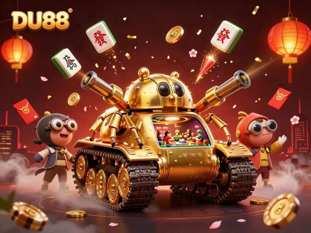 Experience DU88's exciting miniature casino scene filled with colorful gaming elements and festive confetti.