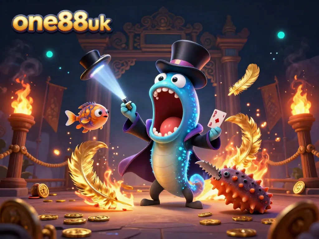 Engage with one88uk by witnessing a magical gambling scene featuring an eel magician and an anglerfish.