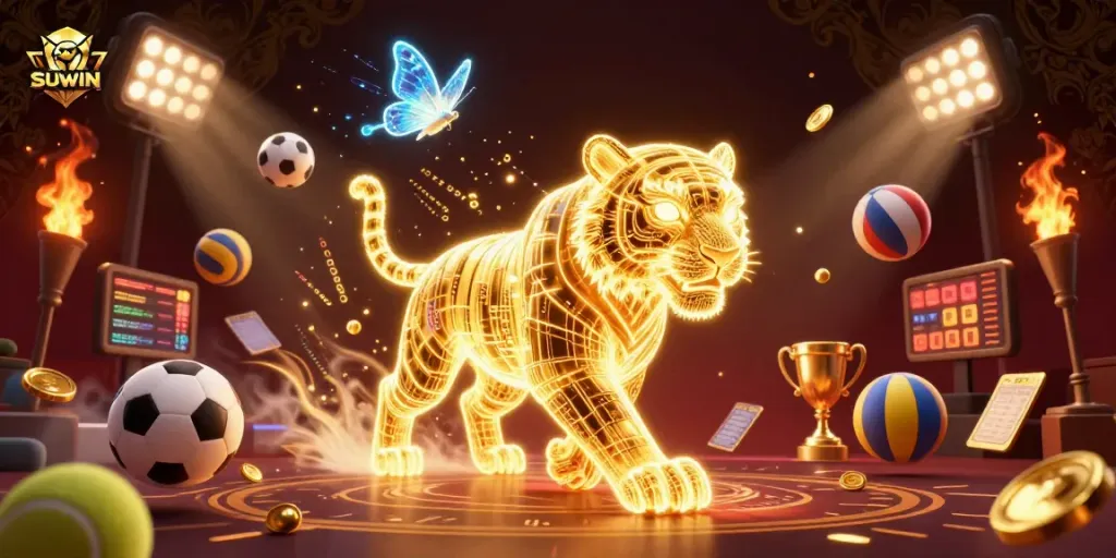 Suwin engages players in a vibrant casino scene filled with dynamic betting elements and exhilarating gameplay.