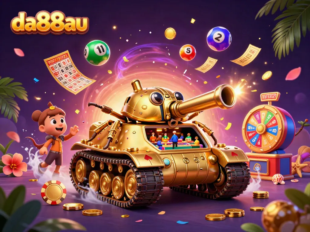Engage in thrilling casino fun with da88au, featuring a colorful and dynamic golden beetle tank casino scene.