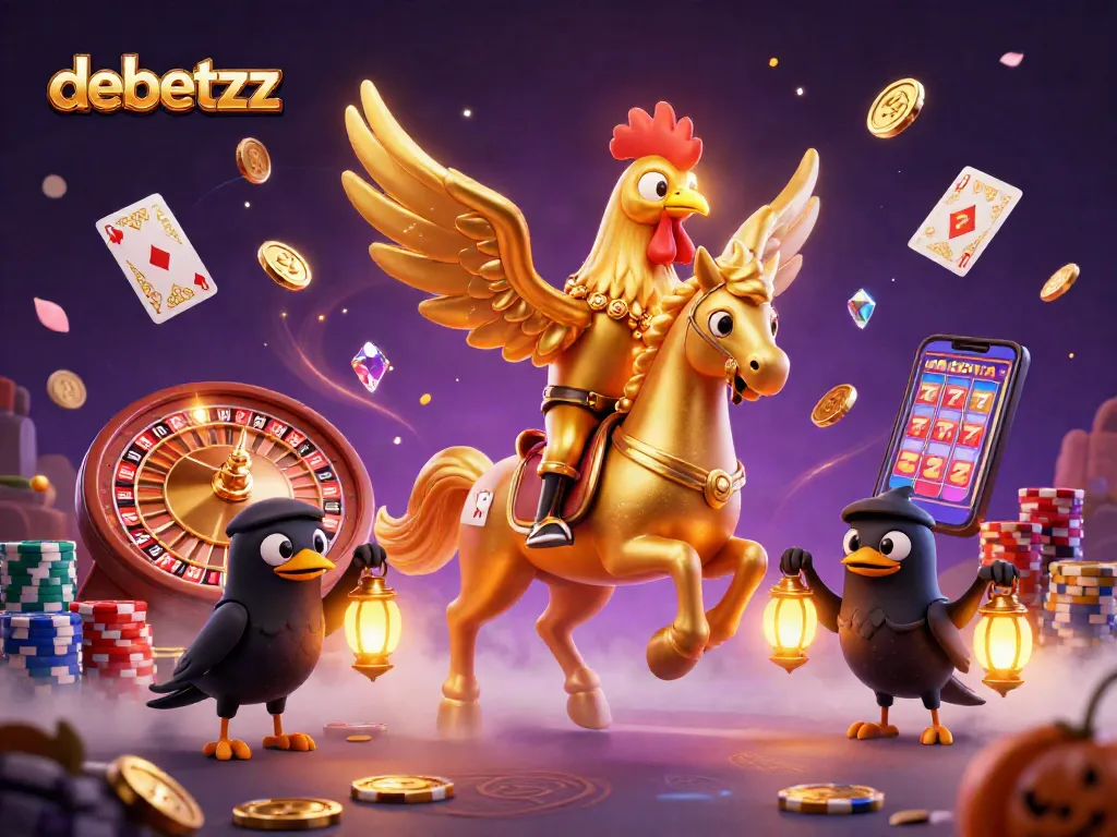 Play slots vividly with debetzz amidst golden coins and mystical characters.