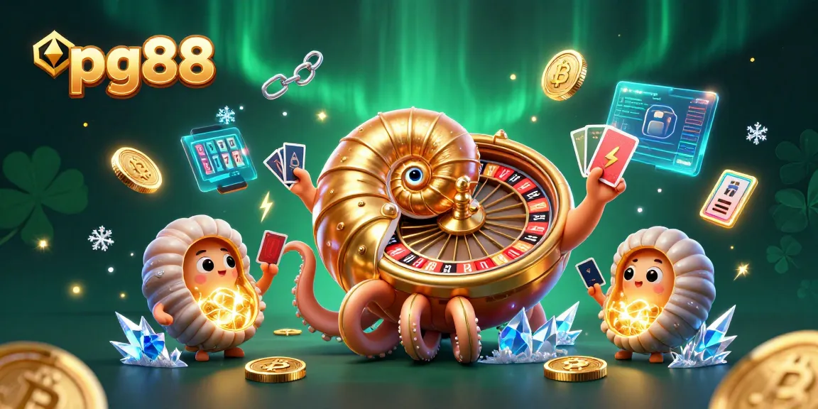 Experience pg88 with dynamic gaming elements like crypto coins and vibrant slot symbols.