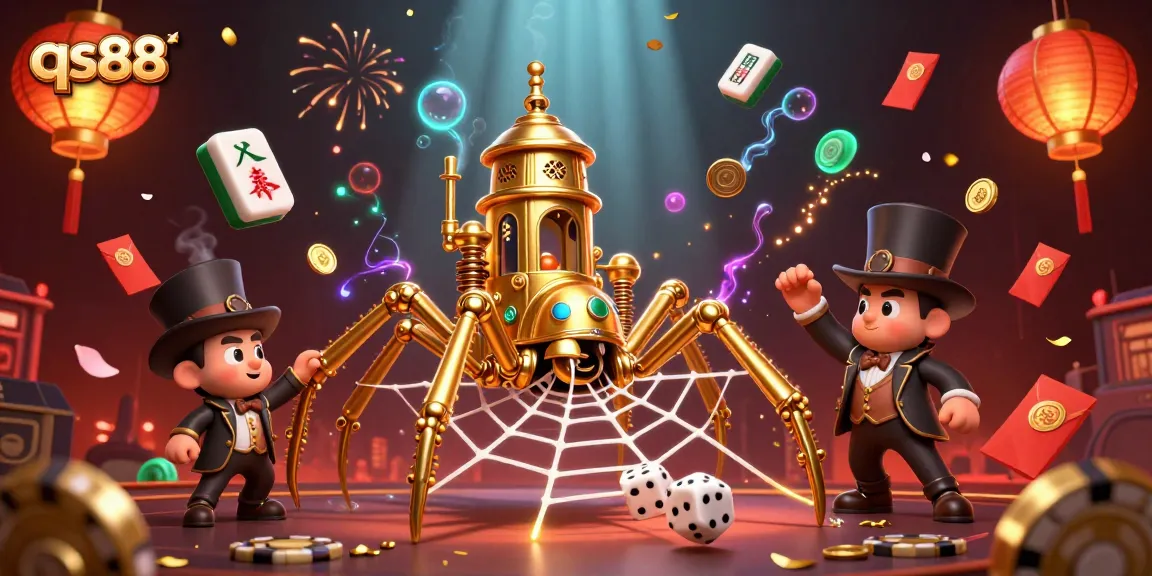 Engage with thrilling qs88 gaming elements depicted in a vibrant 3D digital illustration.