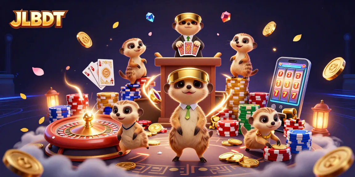 JLBDT meerkats running a casino, showcasing lively gaming action with vibrant visuals.