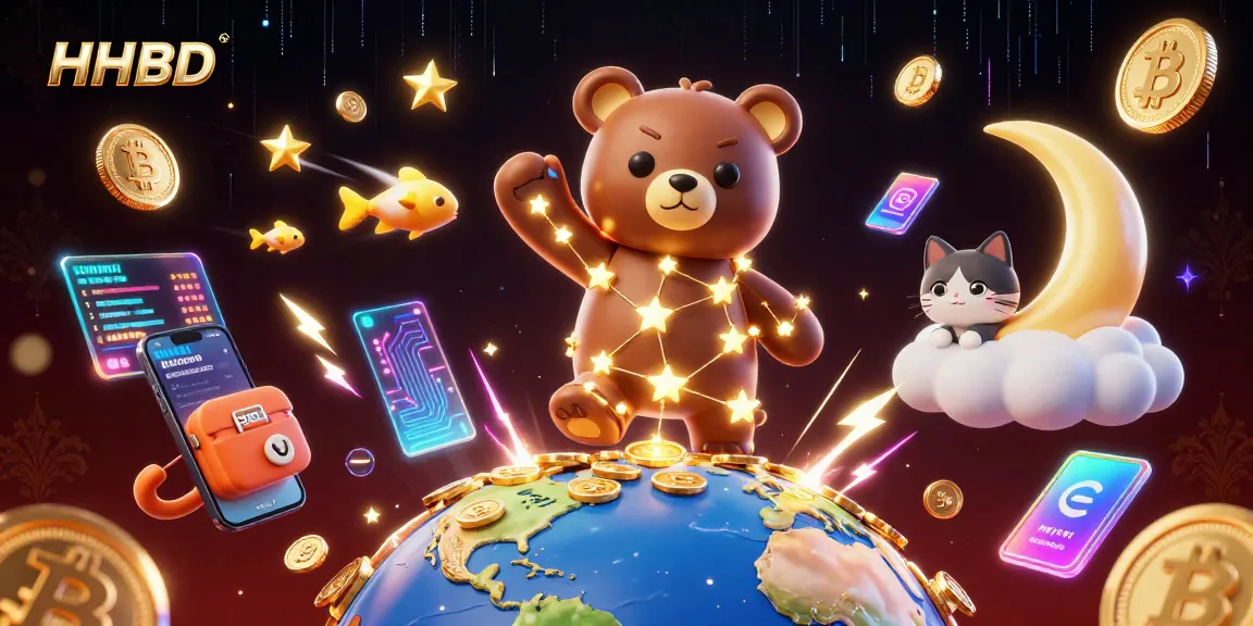 Experience thrilling HIHBD slots with coins raining from the celestial bear in a vibrant 3D illustration.