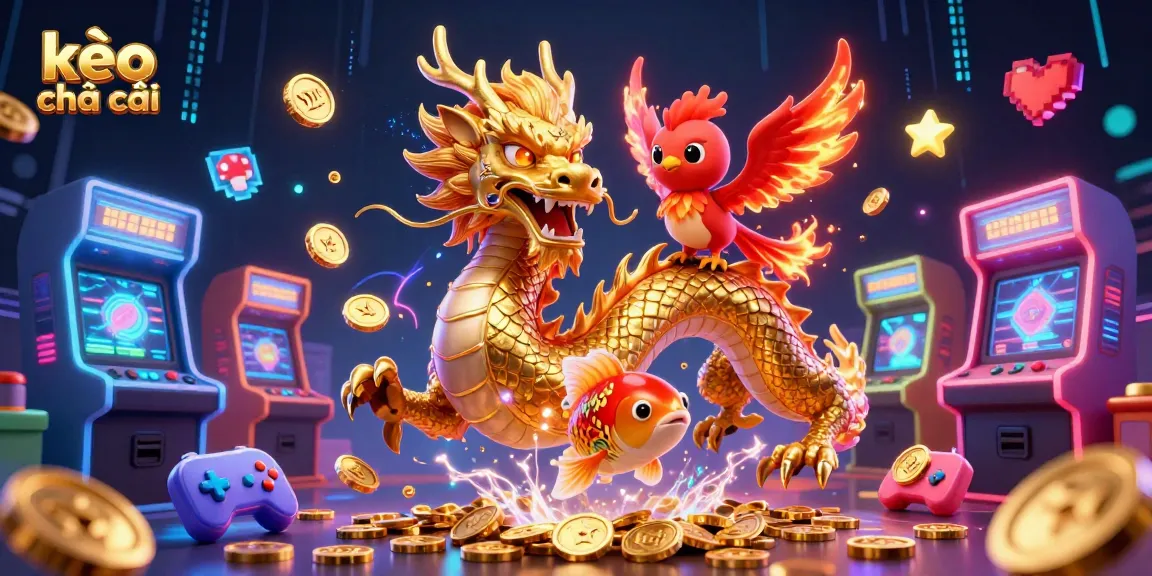 Experience thrilling kèo nhà cái action with vibrant golden dragon and phoenix in a dynamic casino scene.