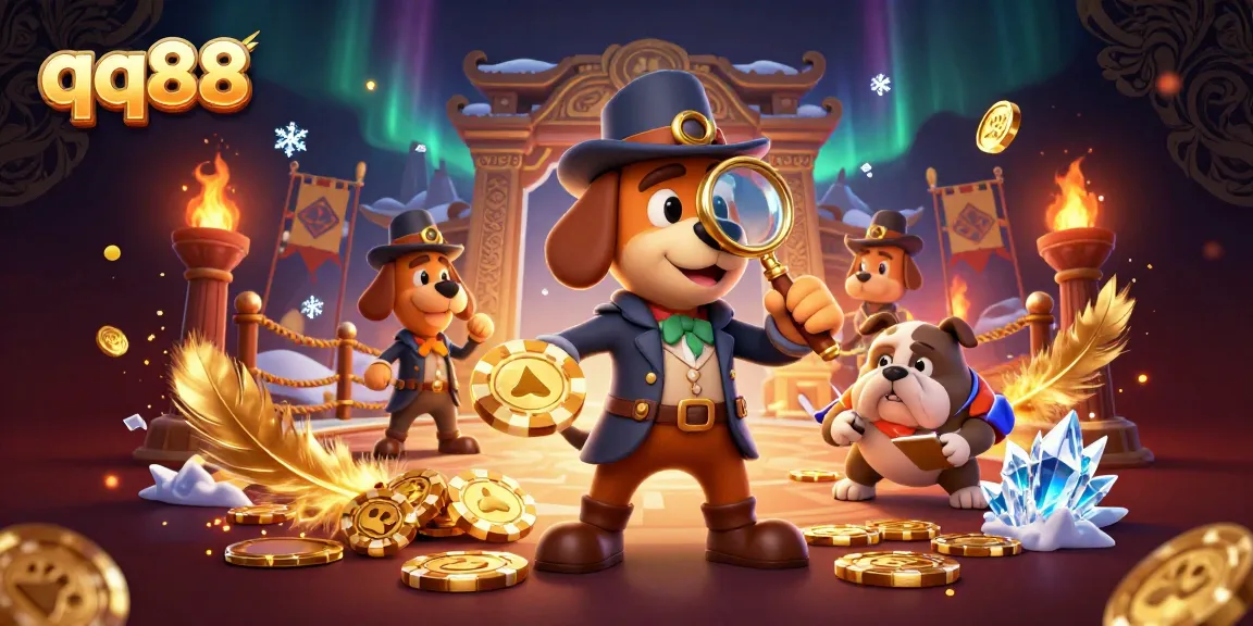 Engage with qq88 betting strategies amidst a lavish 3D casino-themed scene featuring cartoon characters.
