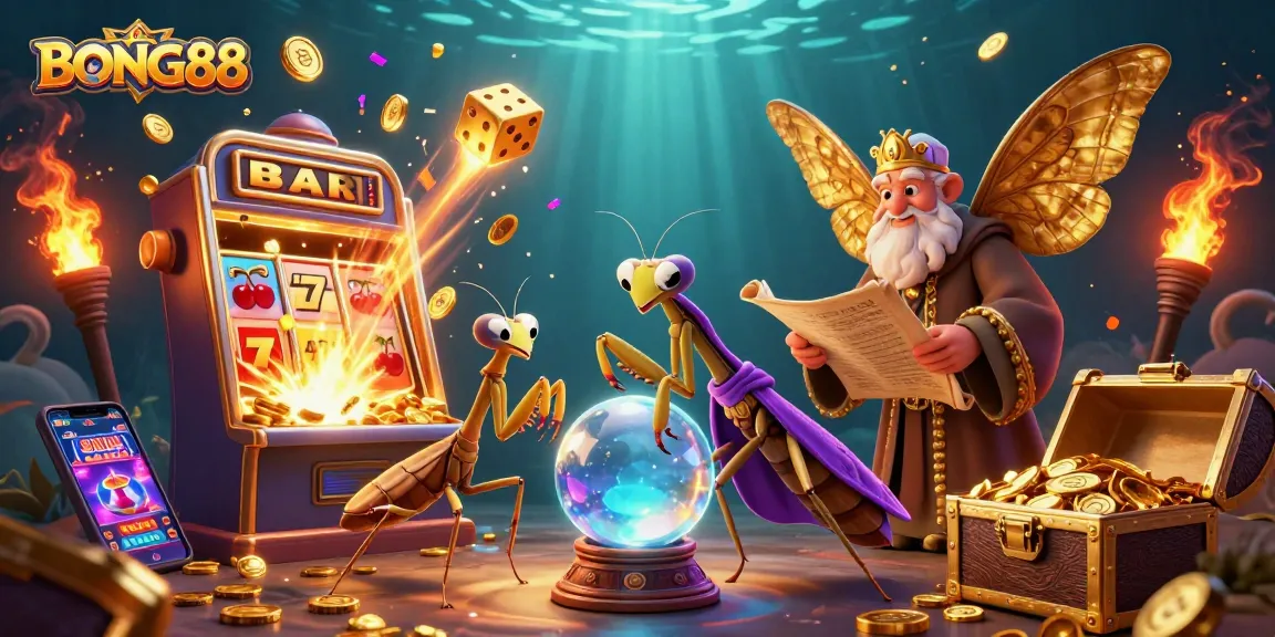 BONG88 players enjoying a vibrant casino scene with cartoon characters amid a jackpot frenzy and dynamic game elements.