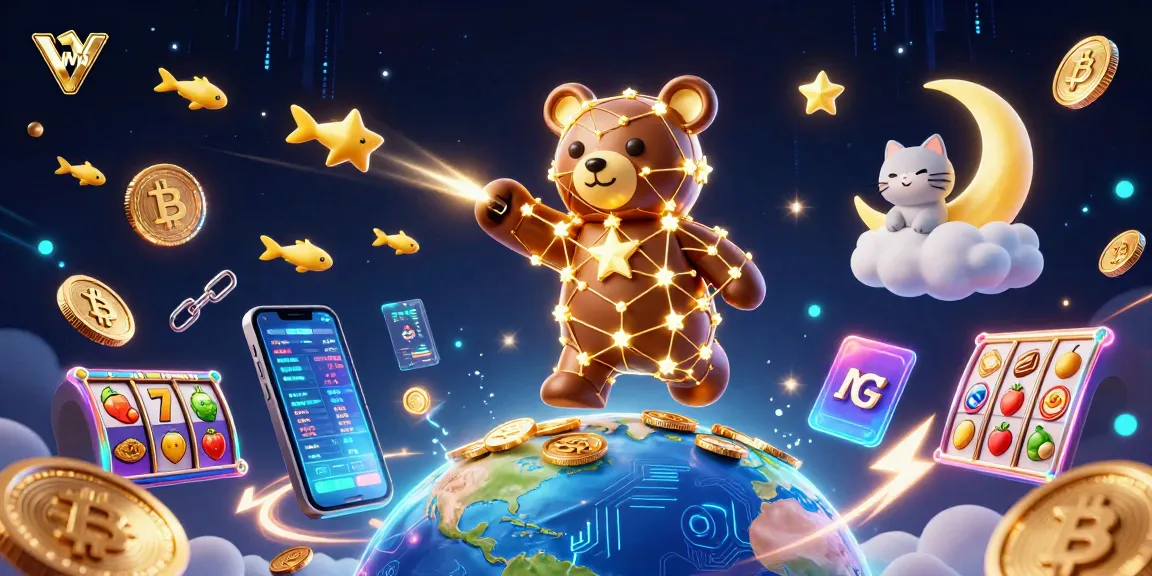 Engage with VIPWIN's thrilling casino experience, featuring vibrant cartoon characters and game elements.