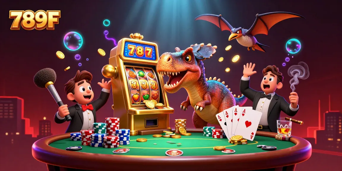 Witness the 789F pachycephalosaurus triggering a jackpot in this vibrant casino scene.