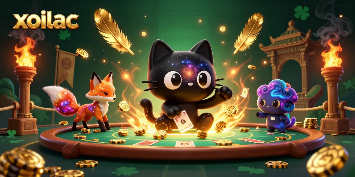 Experience xoilac's vibrant cosmic casino scene with enchanting characters and dynamic gambling elements.