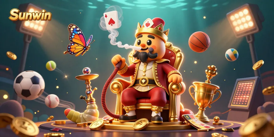Place bets with Sunwin at this vibrant, dynamic casino illustration featuring engaging game elements.