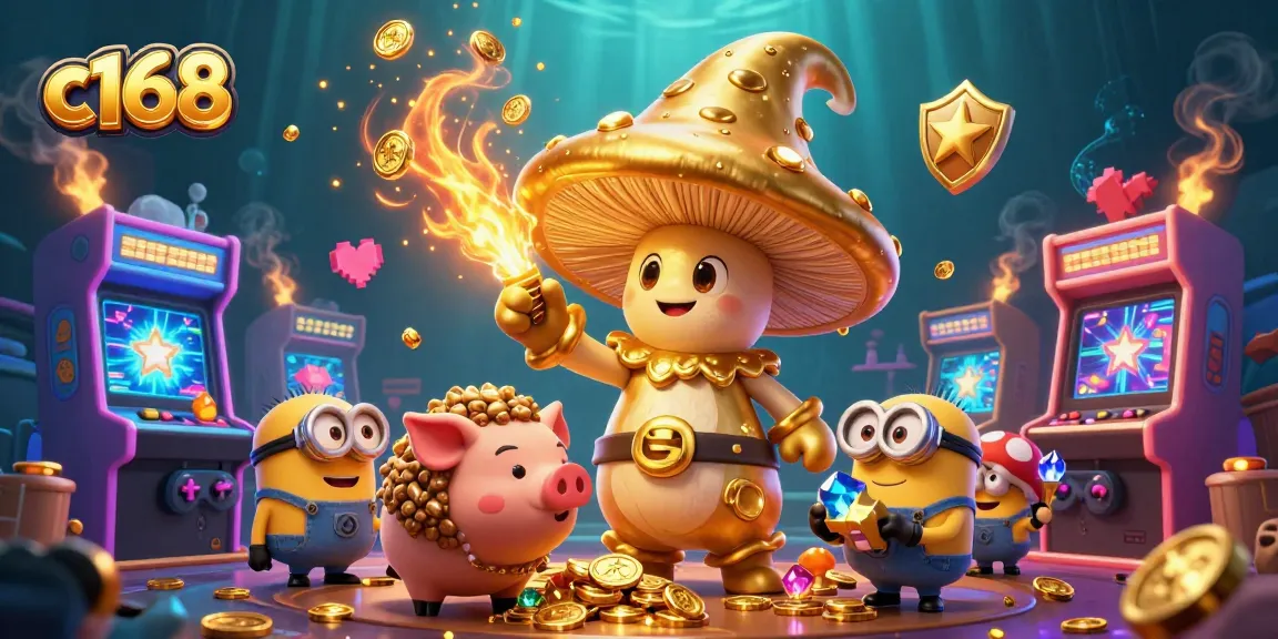 Engage with exciting gaming experiences at c168, featuring magical golden characters and vibrant casino elements.