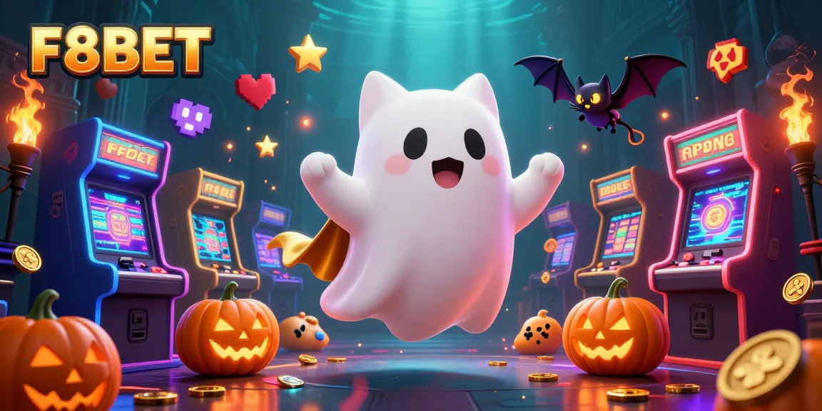 Join the fun at F8BET with ghost cat and bat enjoying a thrilling casino adventure!