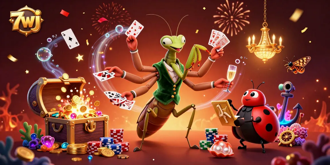 Experience 7wj with a giant mantis card sharp, a ladybug pit boss, and underwater treasures.