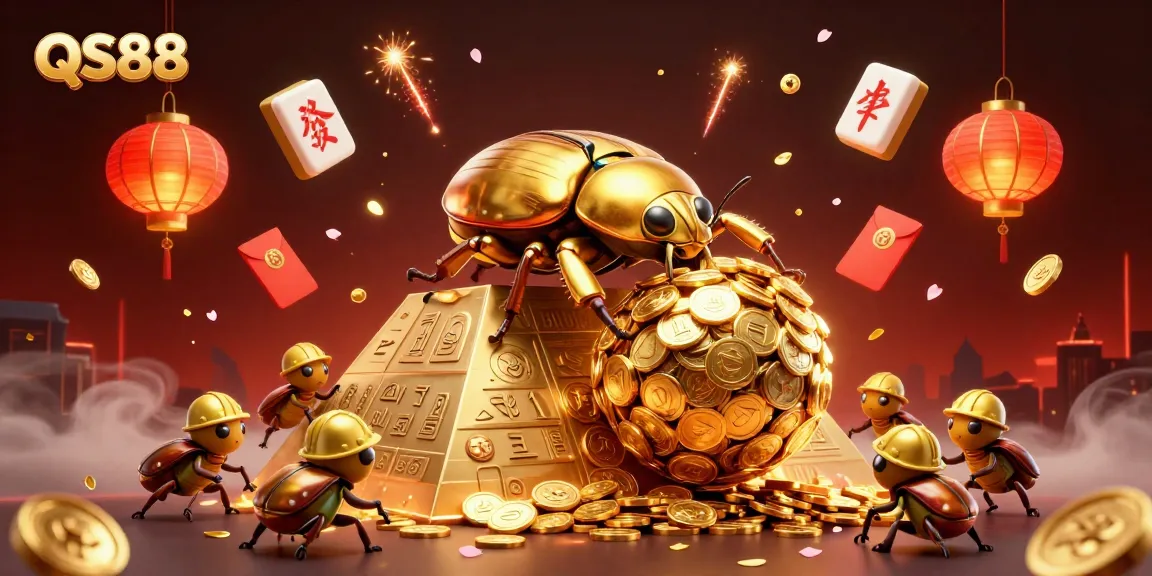 Experience QS88's dynamic world where golden dung beetles embody the excitement of casino adventures.