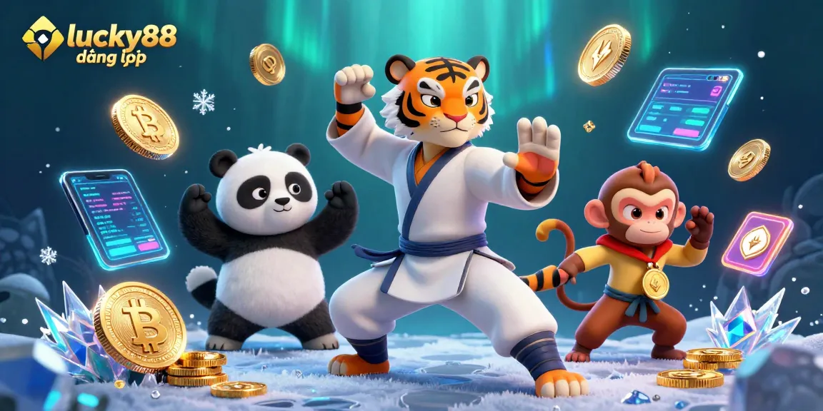 Engage with lucky88 đăng nhập while experiencing dynamic gameplay with vibrant characters and crypto elements.