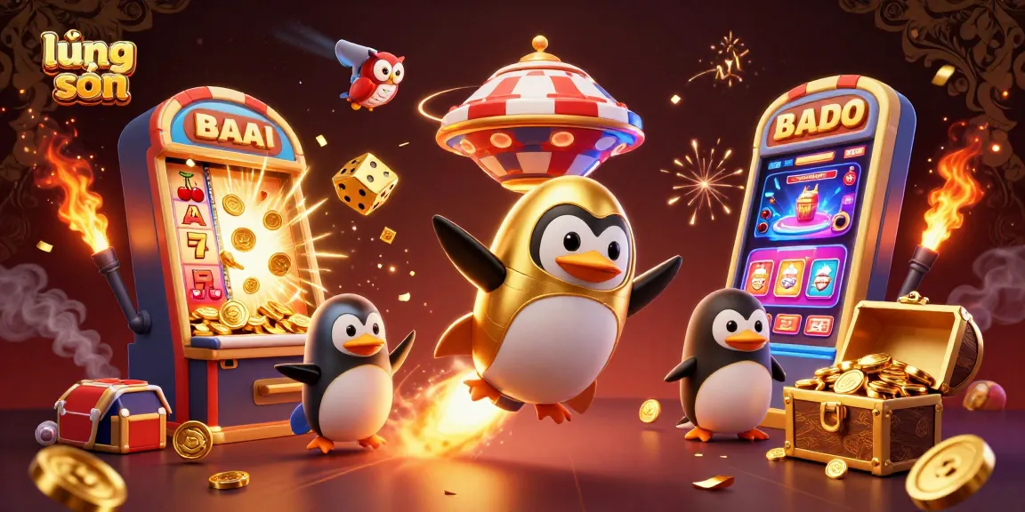 Experience high-stakes excitement on lương sơn with a dynamic casino-themed illustration featuring a golden penguin.