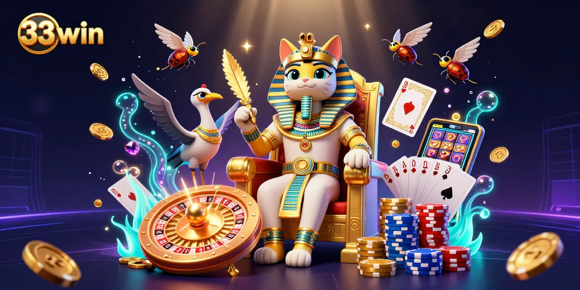 Experience the exhilarating world of 33win with vibrant games, golden treasures, and dynamic casino excitement.