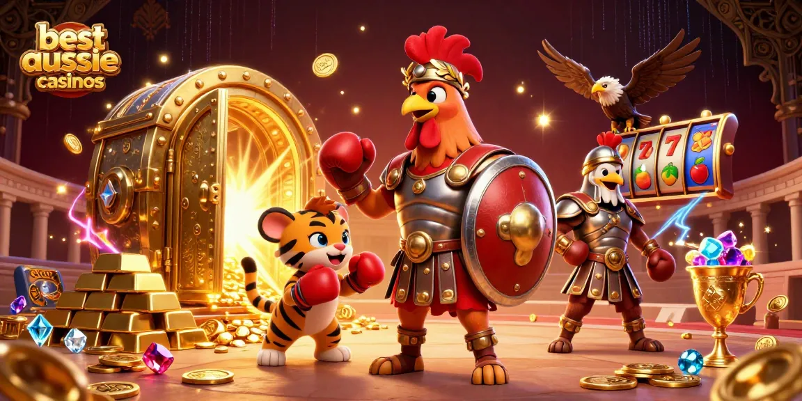 Experience the excitement at the best aussie online casinos through this vibrant casino illustration.