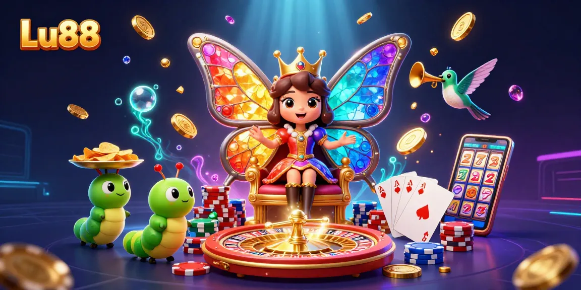 Engage with the exciting world of Lu88 casino gaming featuring vibrant 3D characters amidst dazzling casino elements.
