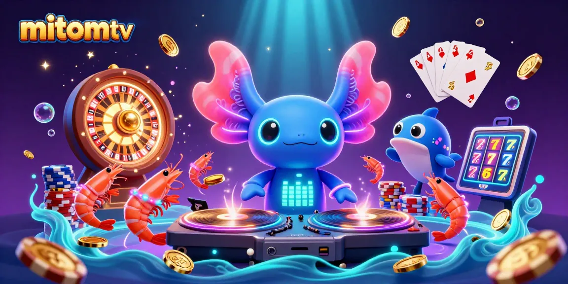 Experience thrilling gameplay with mitomtv as the vibrant axolotl DJ spins tunes amidst cascading golden coins.