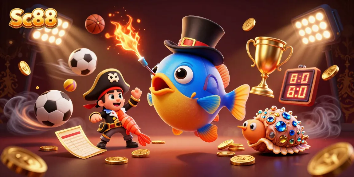 Sc88 invites players with a dynamic scene of treasure hunting undersea, featuring cartoon characters and casino elements.