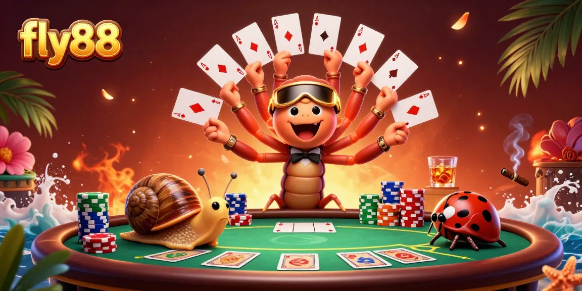Experience thrilling gameplay at fly88 with interactive casino characters and vibrant poker elements.