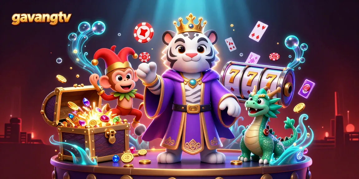 Experience thrilling wins with gavangtv, featuring an immersive 3D scene of casino action.