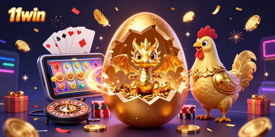 Experience thrilling wins with 11WIN's dynamic casino features and eye-catching golden dragon scene.