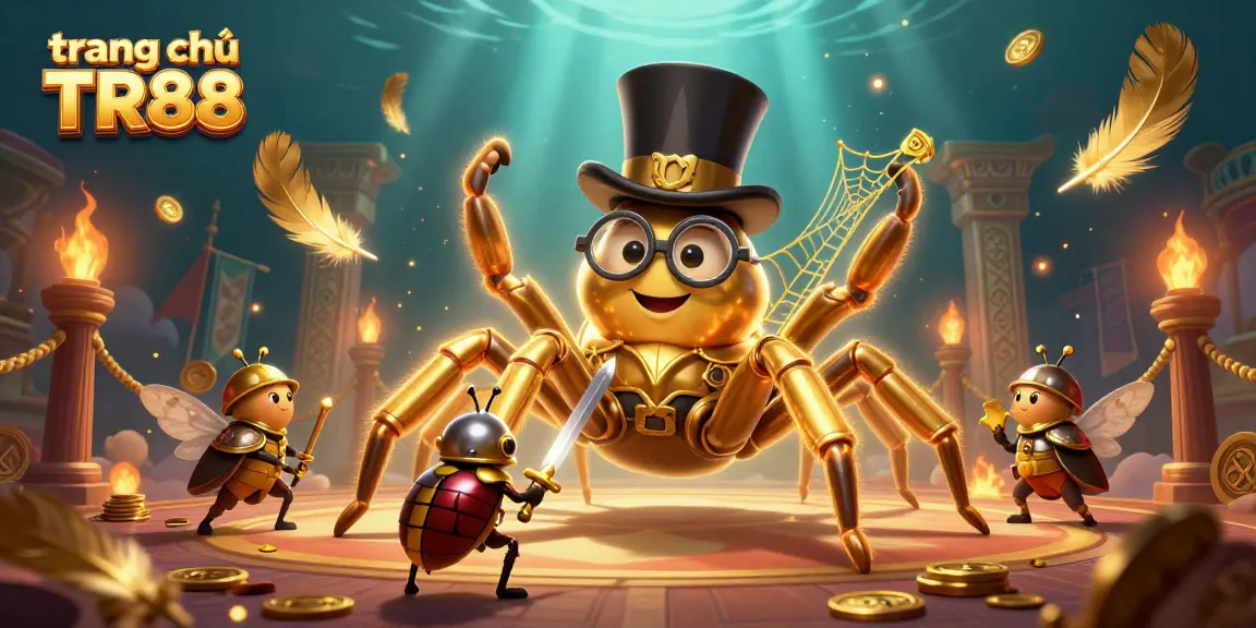 Experience the excitement at trang chủ TR88 with our golden tarantula and brave knight illustration.