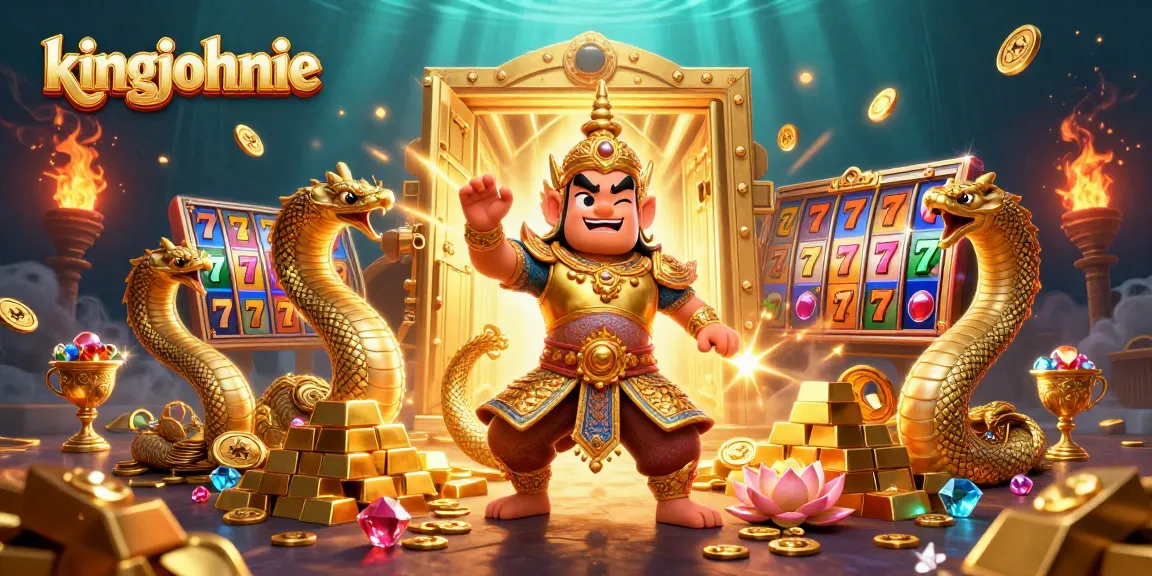 Win big with kingjohnnie's vibrant slots featuring golden treasures and animated elements.