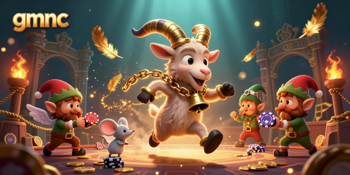 Interact with gmnc's festive horror casino, featuring Krampus, an angel mouse, and mischievous gremlins.